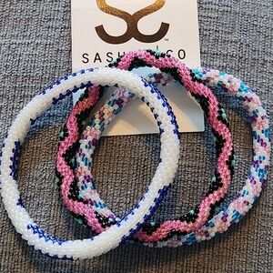 Sashka Co Glass Bead Bracelets Set of 3 Handmade Nepal